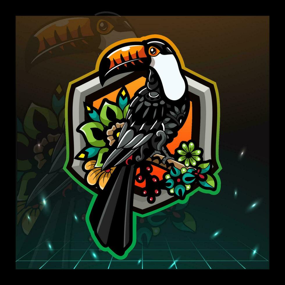 toucan fågel maskot esport logotyp design vektor