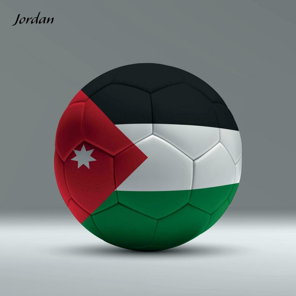 3d realistisch Fußball Ball ich mit Flagge von Jordan auf Studio Hintergrund vektor