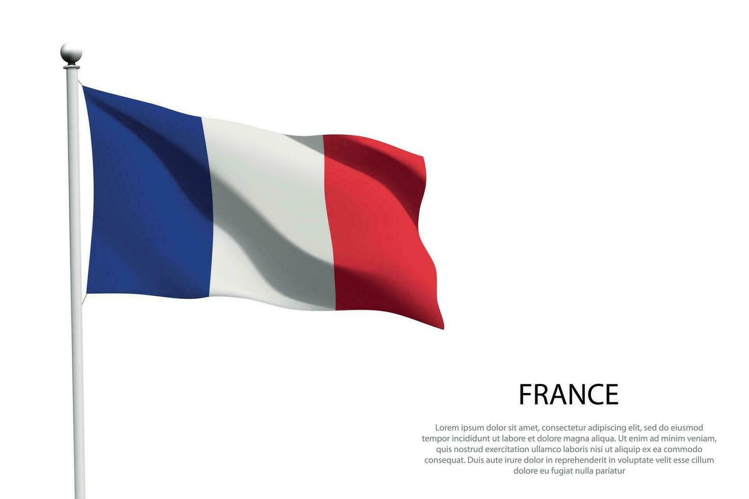 National Flagge Frankreich winken auf Weiß Hintergrund vektor