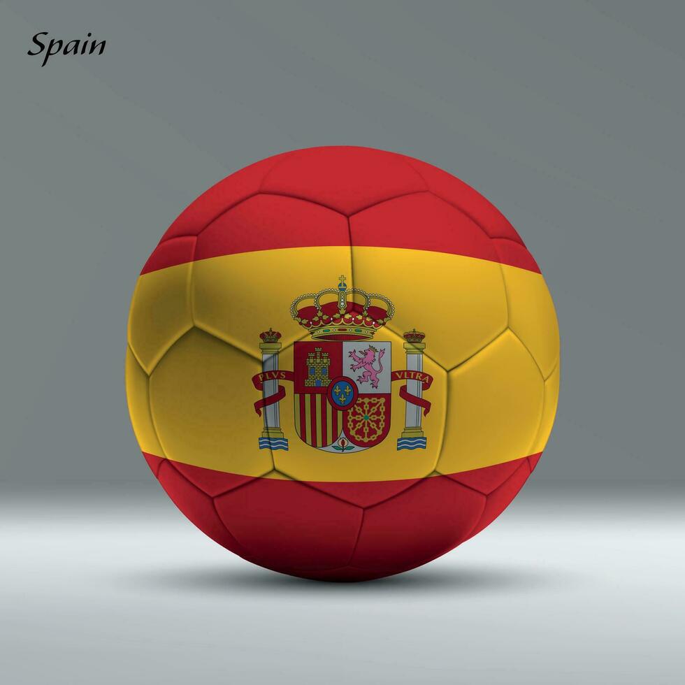 3d realistisch Fußball Ball ich mit Flagge von Spanien auf Studio Hintergrund vektor