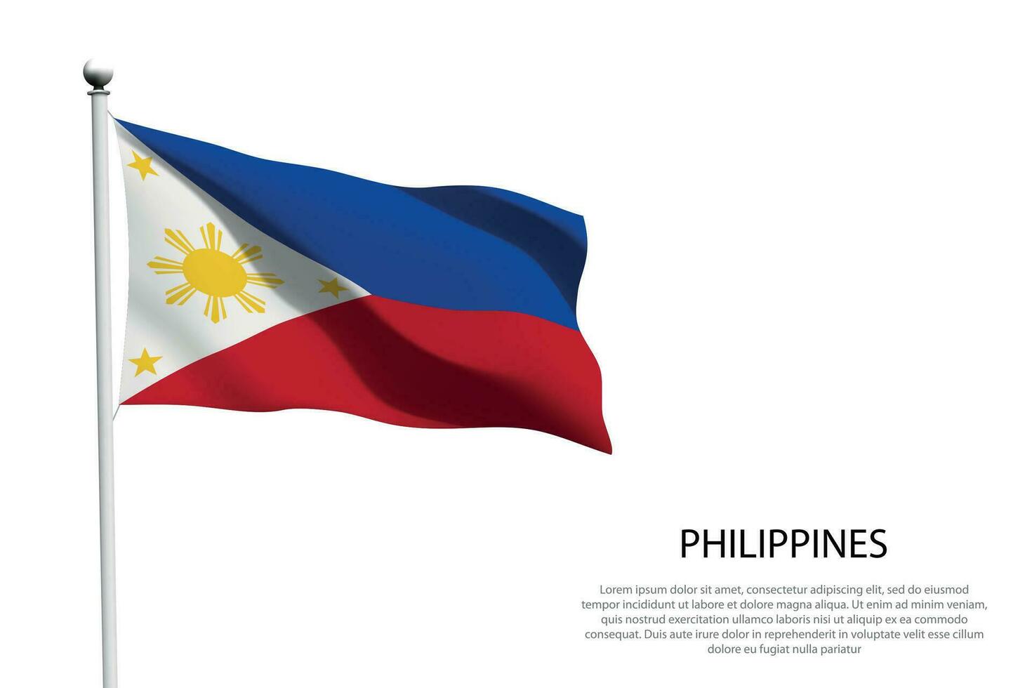 National Flagge Philippinen winken auf Weiß Hintergrund vektor