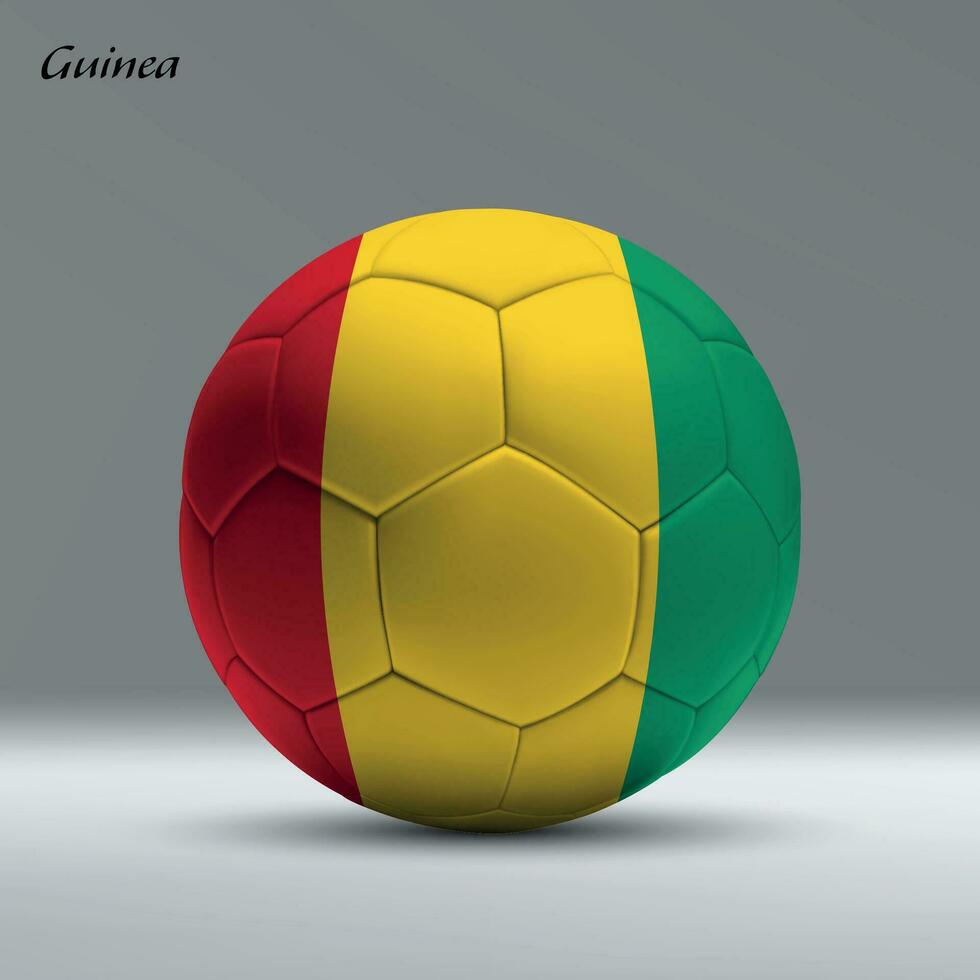 3d realistisk fotboll boll imed flagga av guinea på studio bakgrund vektor