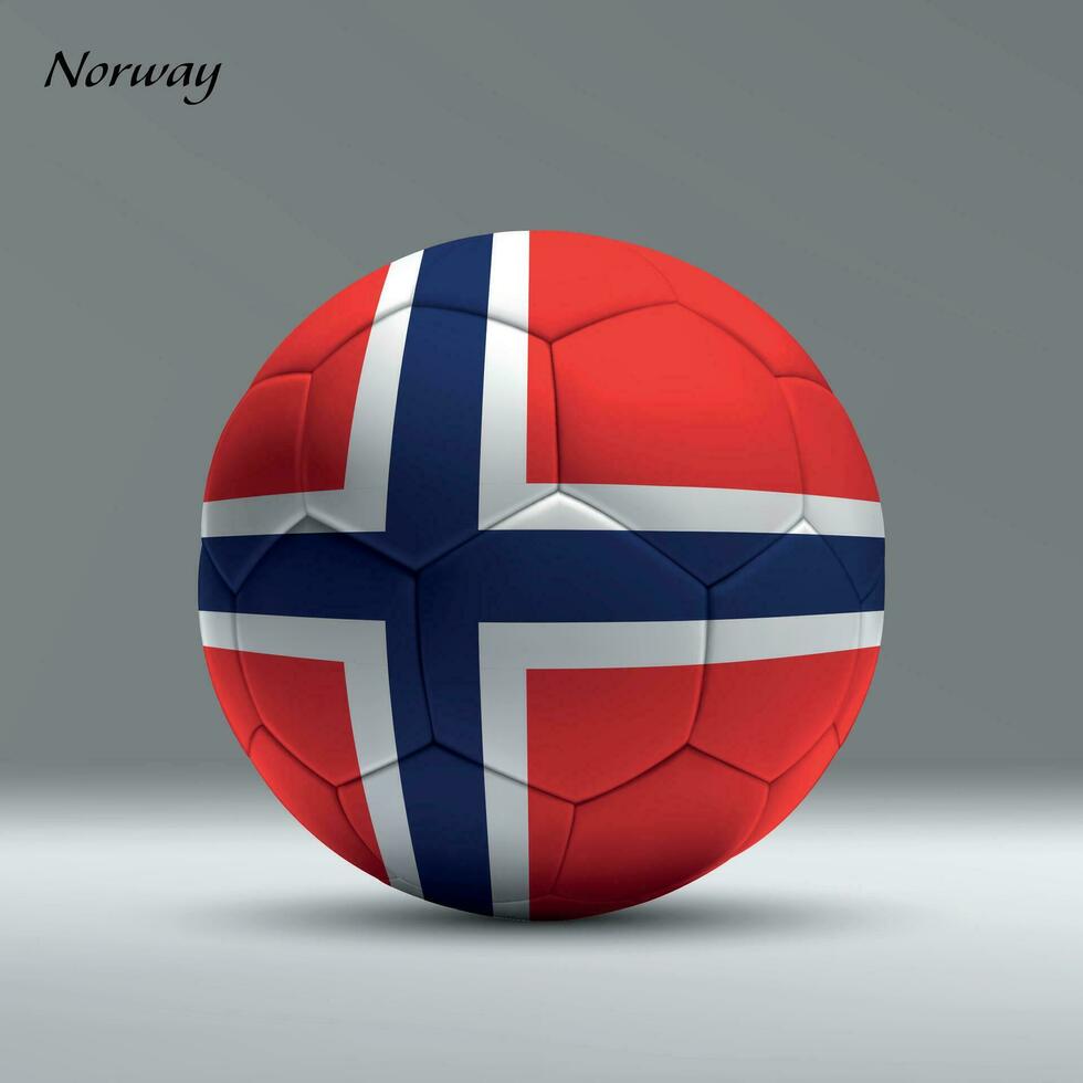 3d realistisch Fußball Ball ich mit Flagge von Norwegen auf Studio Hintergrund vektor