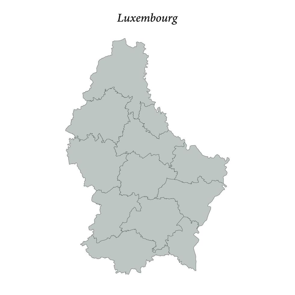 enkel platt Karta av luxemburg med gränser vektor