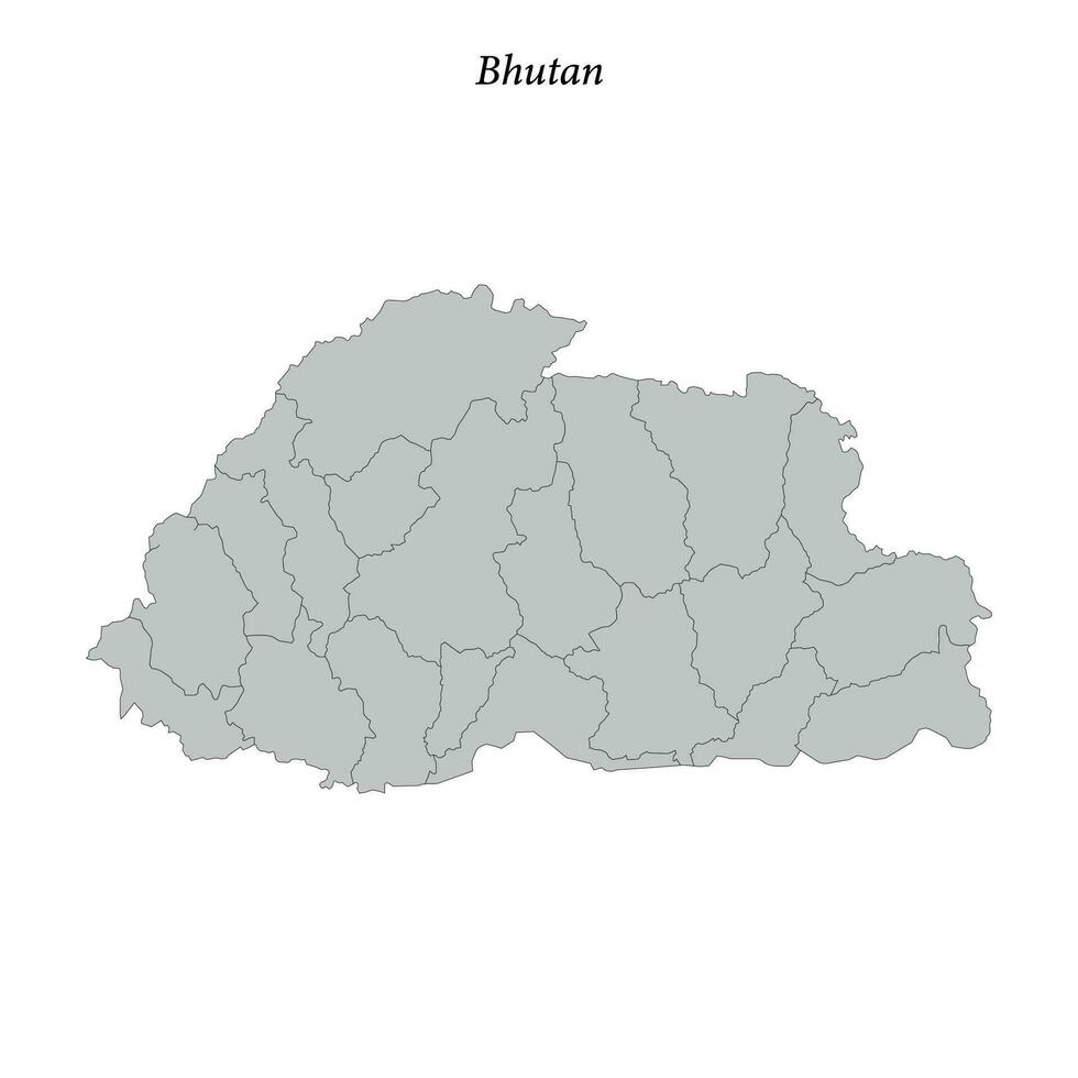 enkel platt Karta av bhutan med gränser vektor