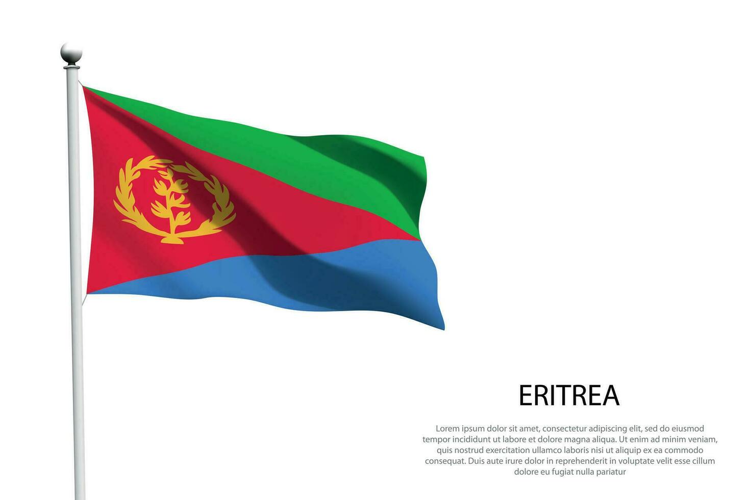 National Flagge eritrea winken auf Weiß Hintergrund vektor