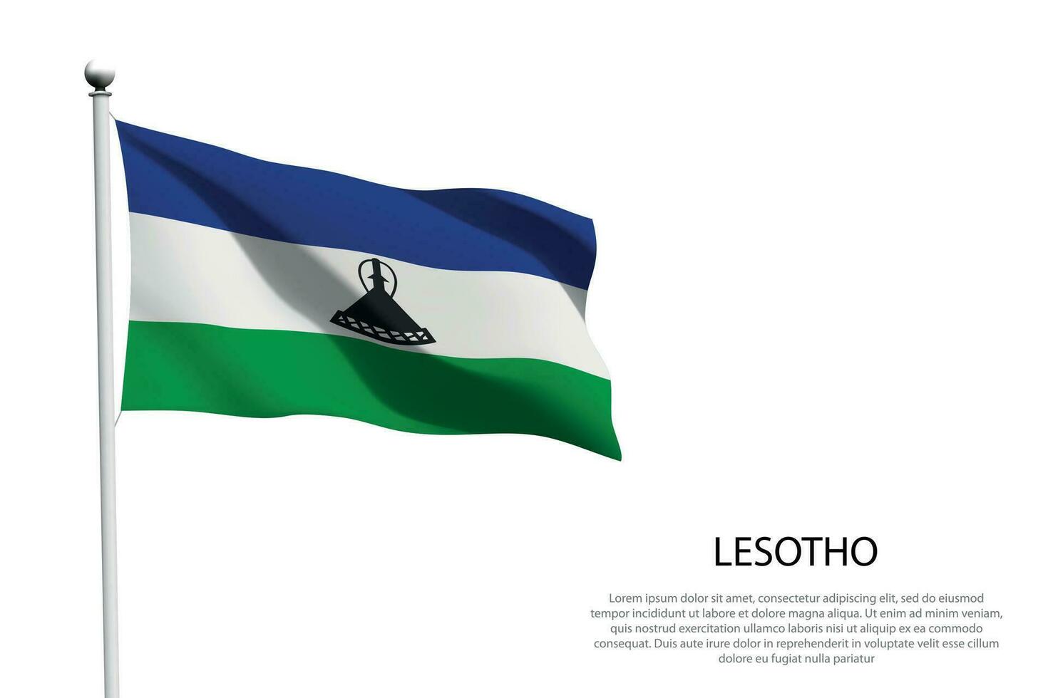 nationell flagga lesotho vinka på vit bakgrund vektor