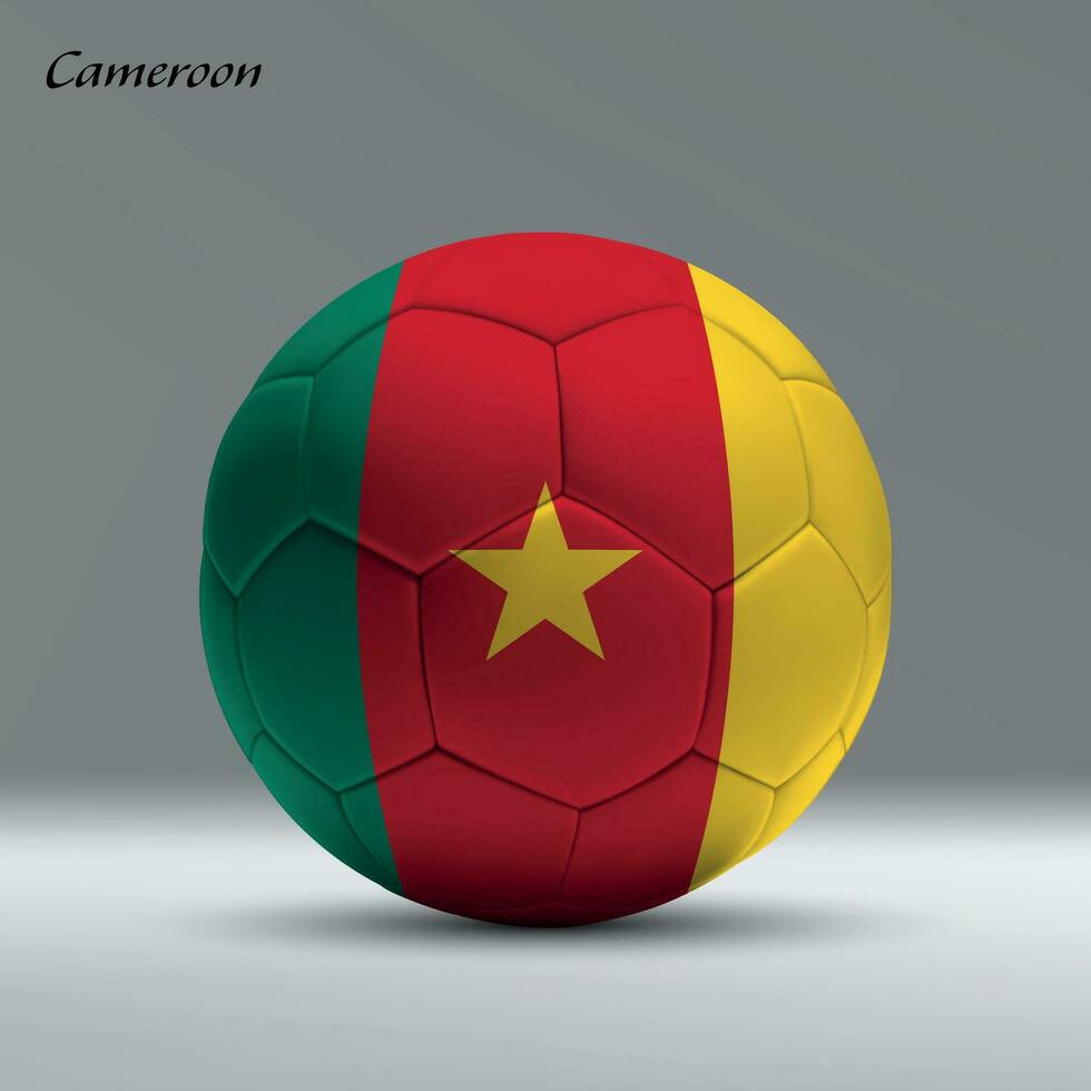 3d realistisk fotboll boll imed flagga av cameroon på studio bakgrund vektor