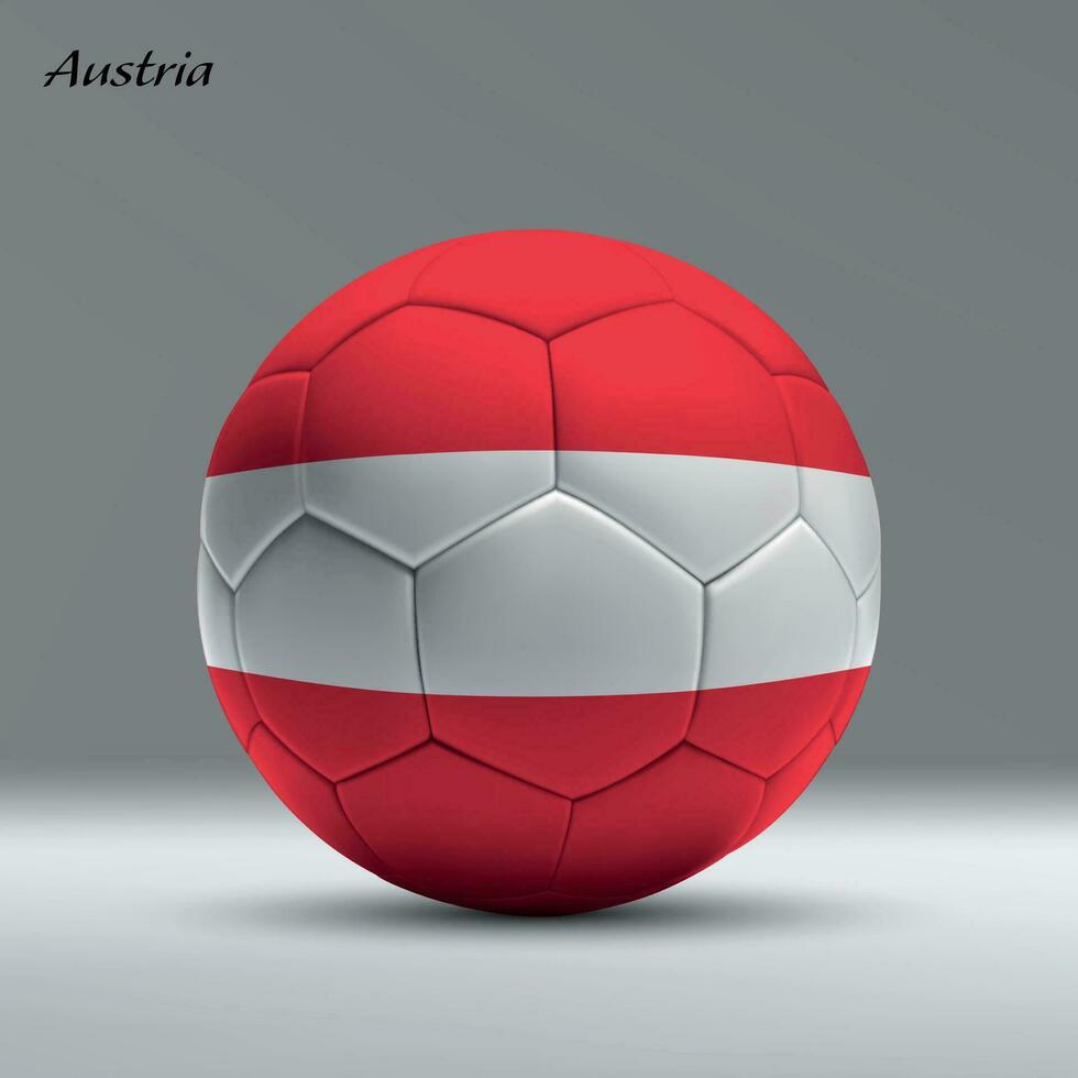 3d realistisch Fußball Ball ich mit Flagge von Österreich auf Studio Hintergrund vektor
