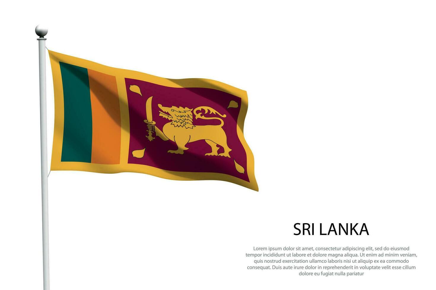 nationell flagga sri lanka vinka på vit bakgrund vektor