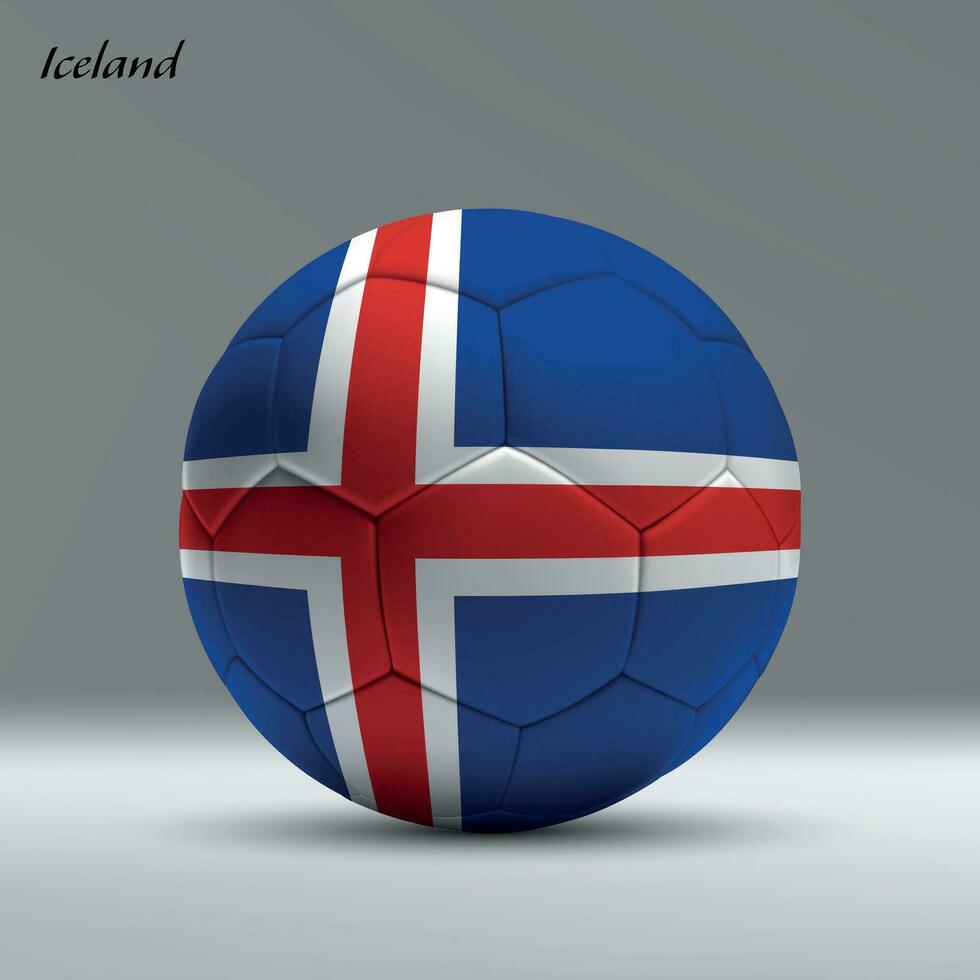 3d realistisk fotboll boll imed flagga av island på studio bakgrund vektor