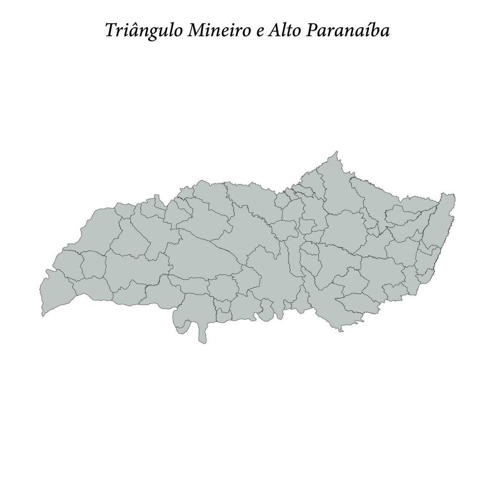 Karta av triangulo mineiro e alt paranaiba är en mesoregion i minas gerais med gränser kommuner vektor
