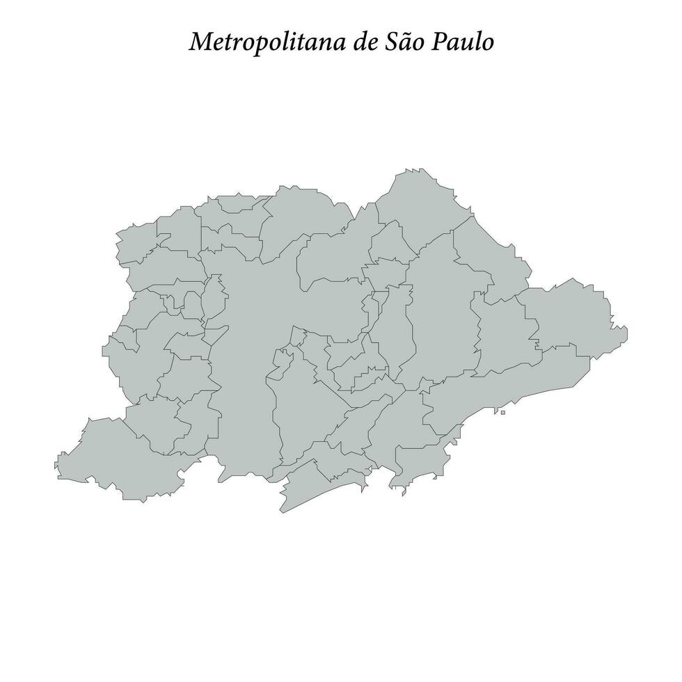 Karta av metropolitana de sao paulo är en mesoregion i sao paulo med gränser kommuner vektor