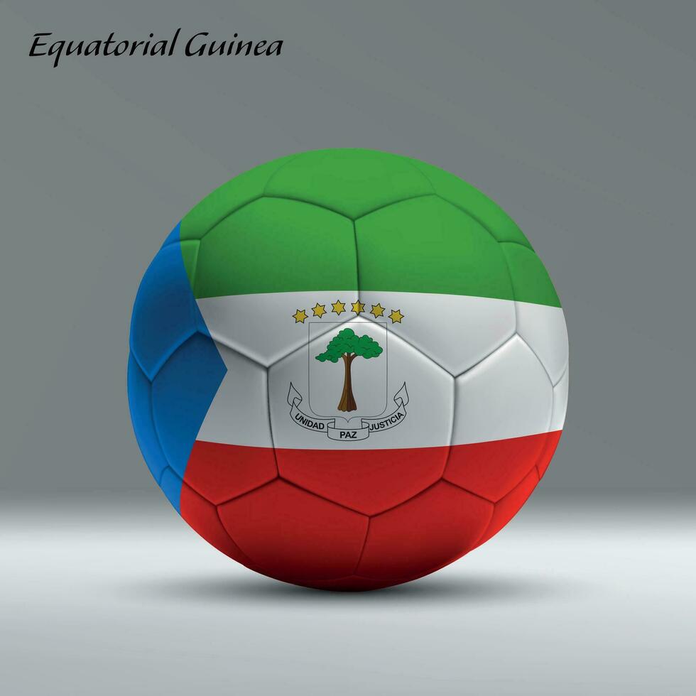 3d realistisch Fußball Ball ich mit Flagge von äquatorial Guinea auf Studio Hintergrund vektor