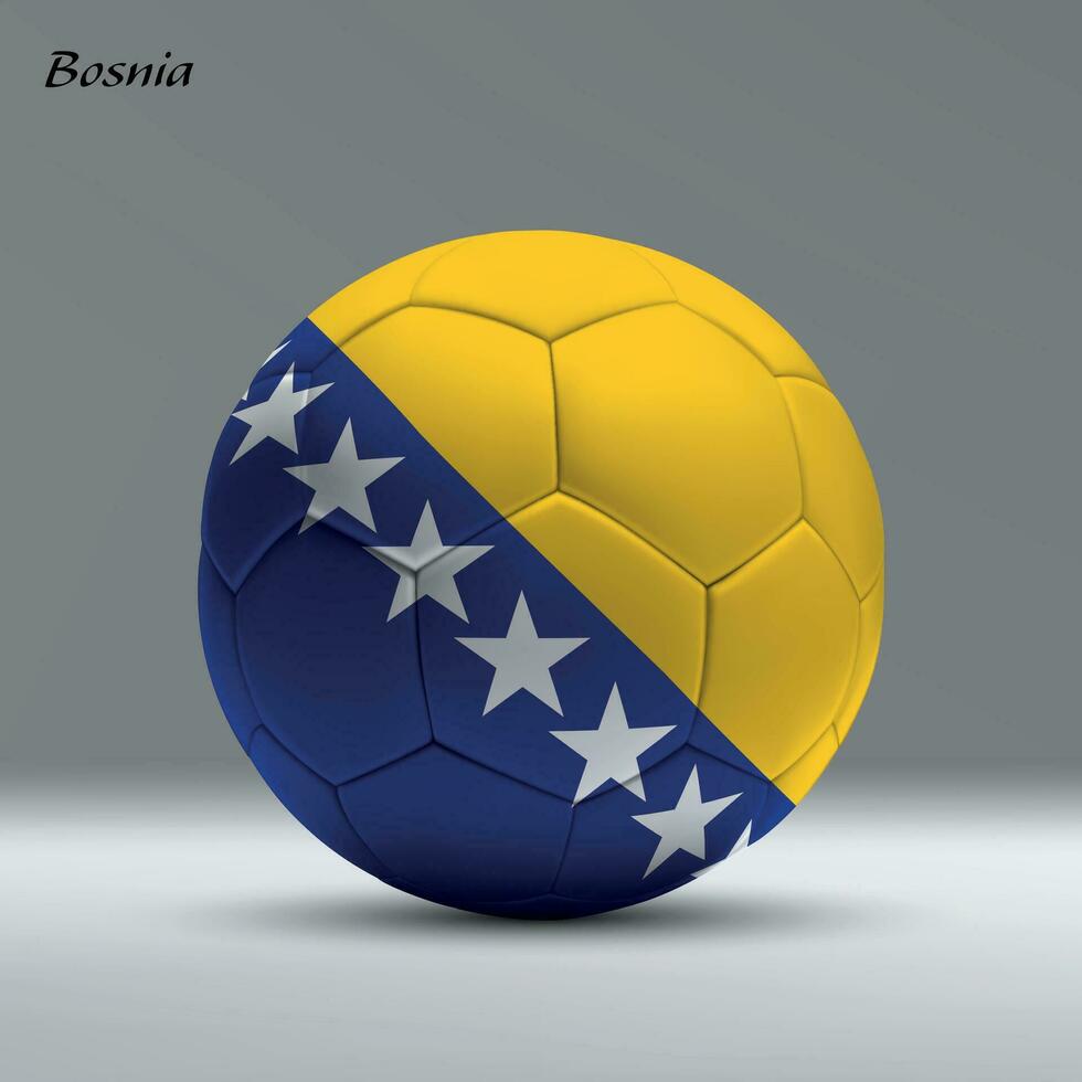 3d realistisch Fußball Ball ich mit Flagge von Bosnien auf Studio Hintergrund vektor