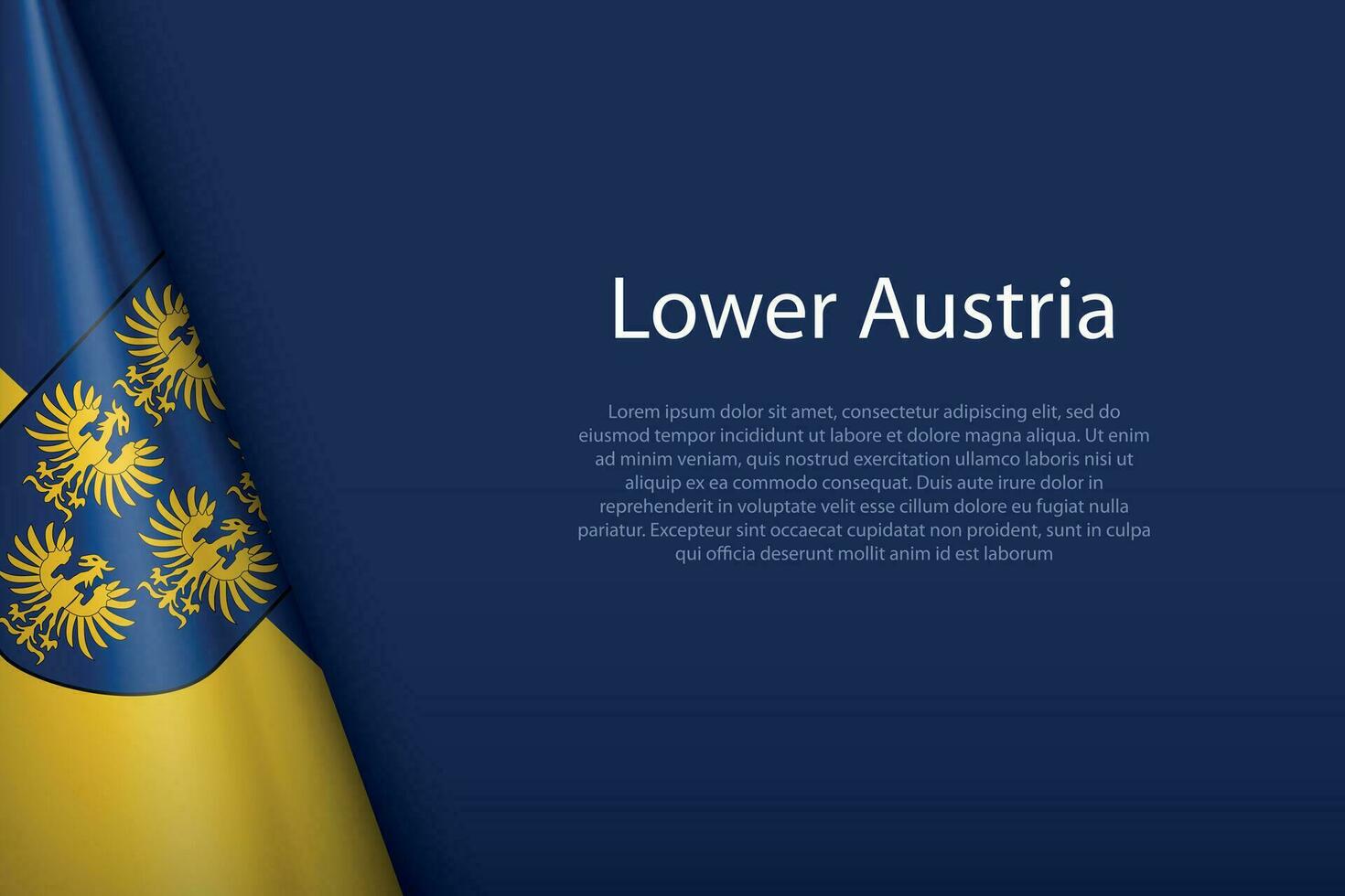 Flagge niedriger Österreich, Zustand von Österreich, isoliert auf Hintergrund mit Copyspace vektor
