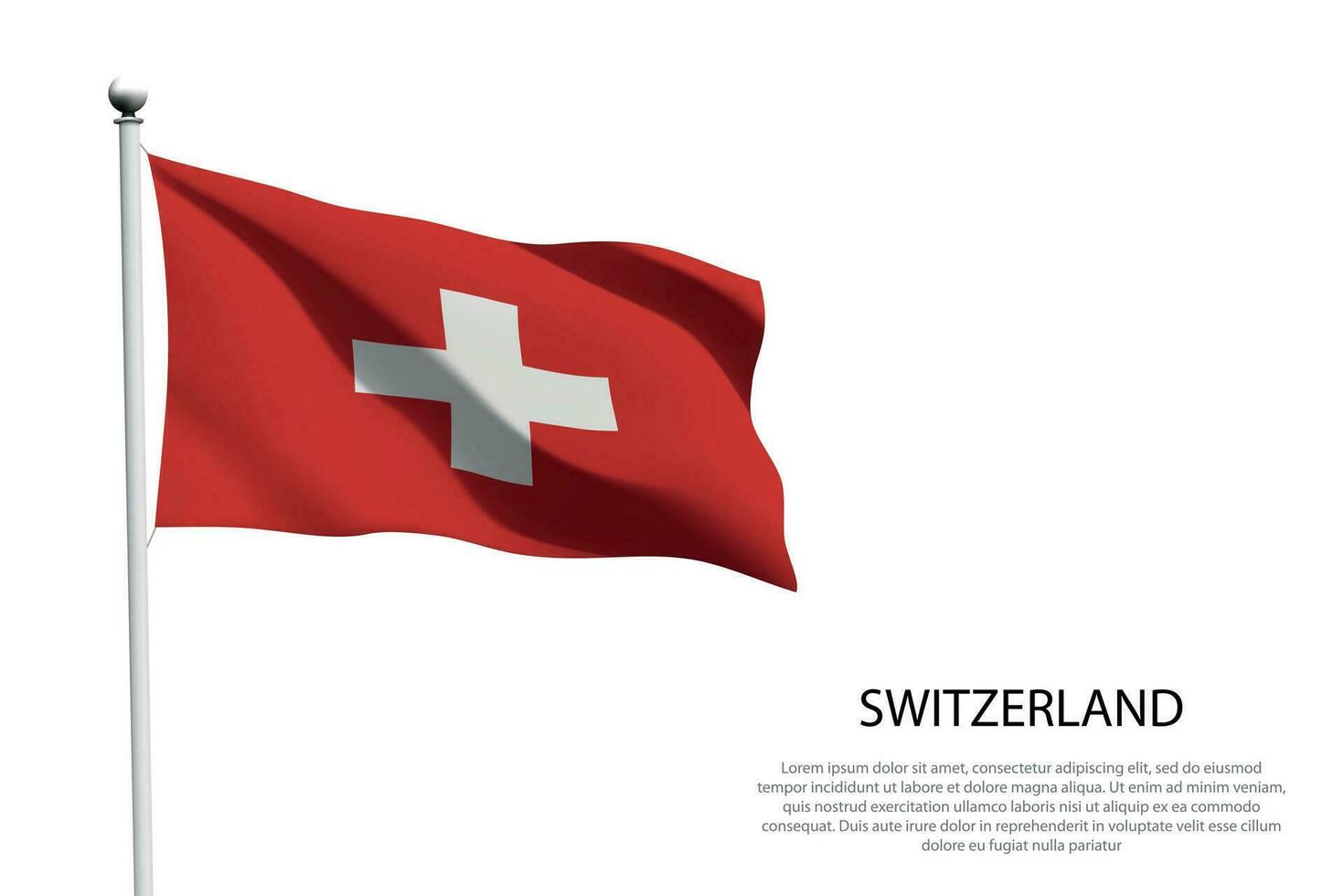 National Flagge Schweiz winken auf Weiß Hintergrund vektor