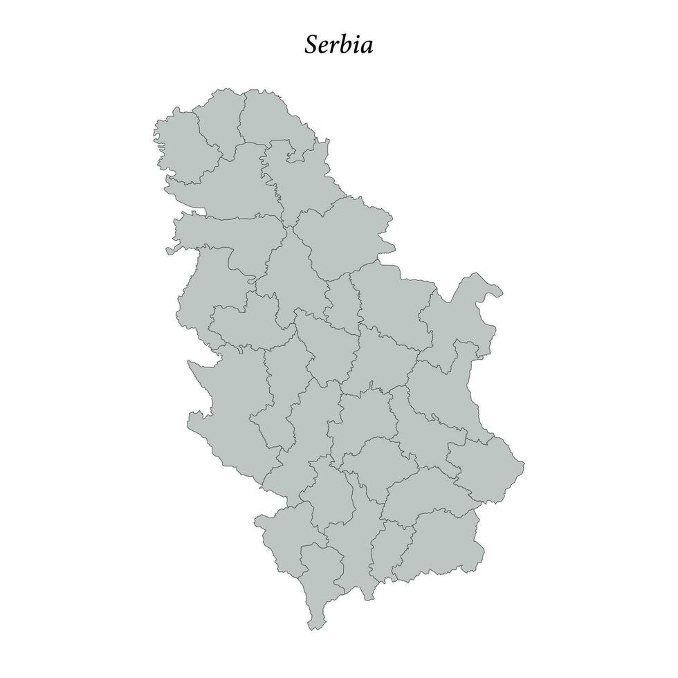 enkel platt Karta av serbia med gränser vektor