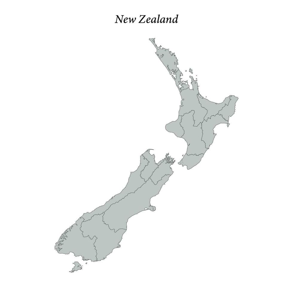 einfach eben Karte von Neu Neuseeland mit Grenzen vektor