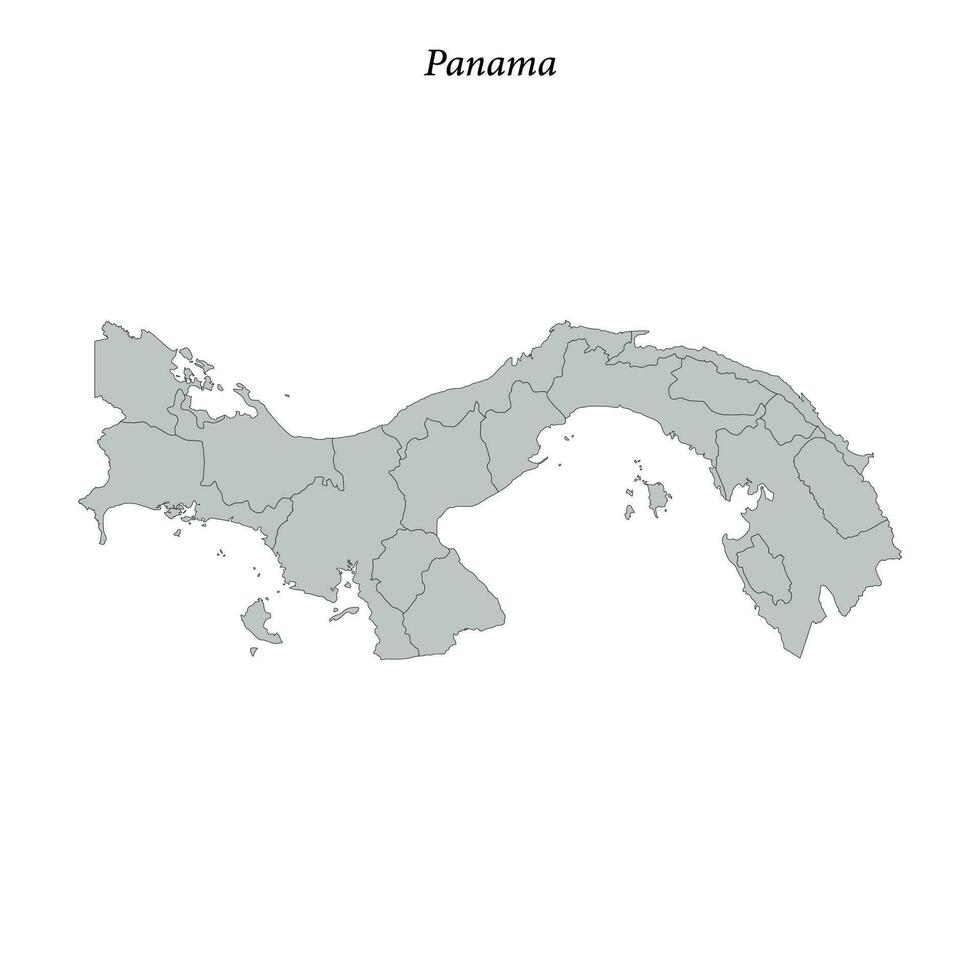 enkel platt Karta av panama med gränser vektor