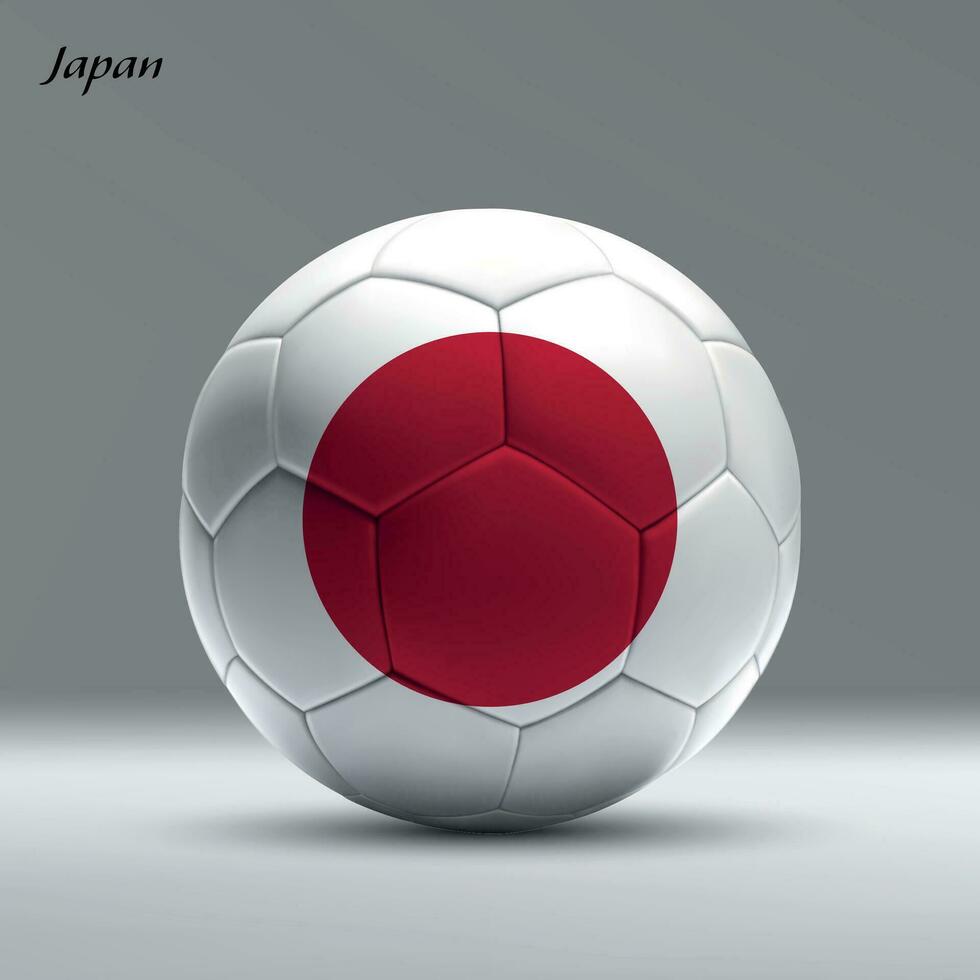 3d realistisk fotboll boll imed flagga av japan på studio bakgrund vektor