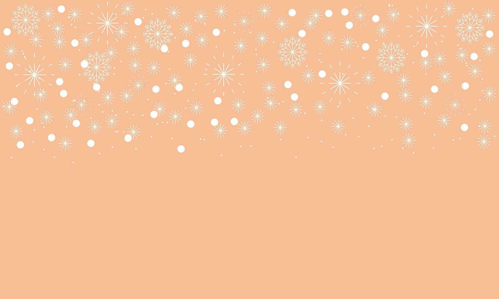 abstrakt jul persika ludd bakgrund med vit snöflingor vektor