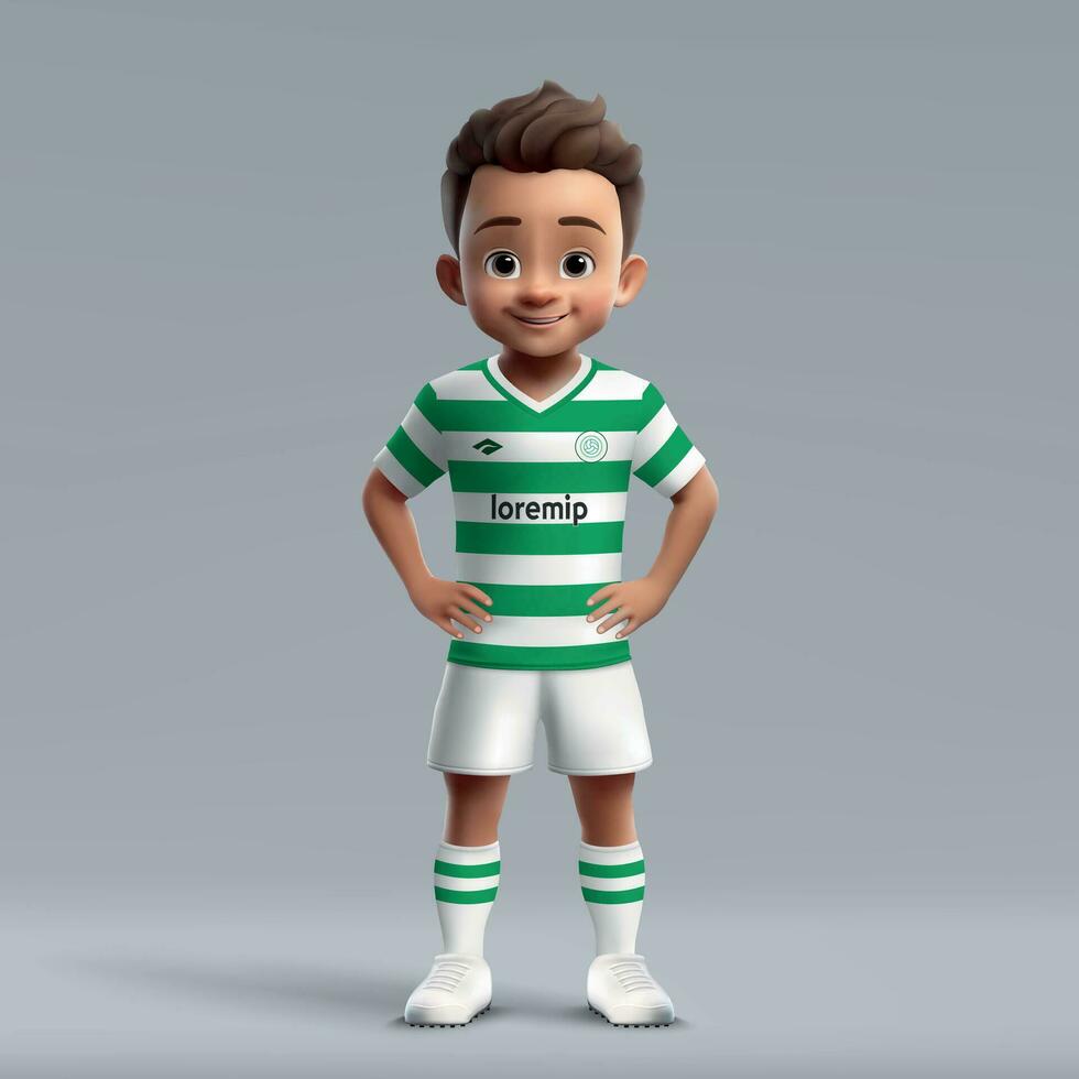 3d Karikatur süß jung Fußball Spieler im Fußball Uniform. vektor