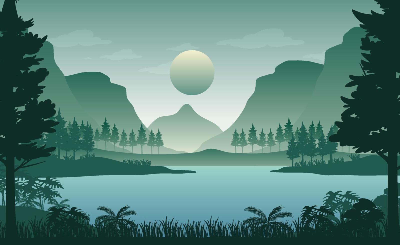Silhouette Waldlandschaft Hintergrund vektor