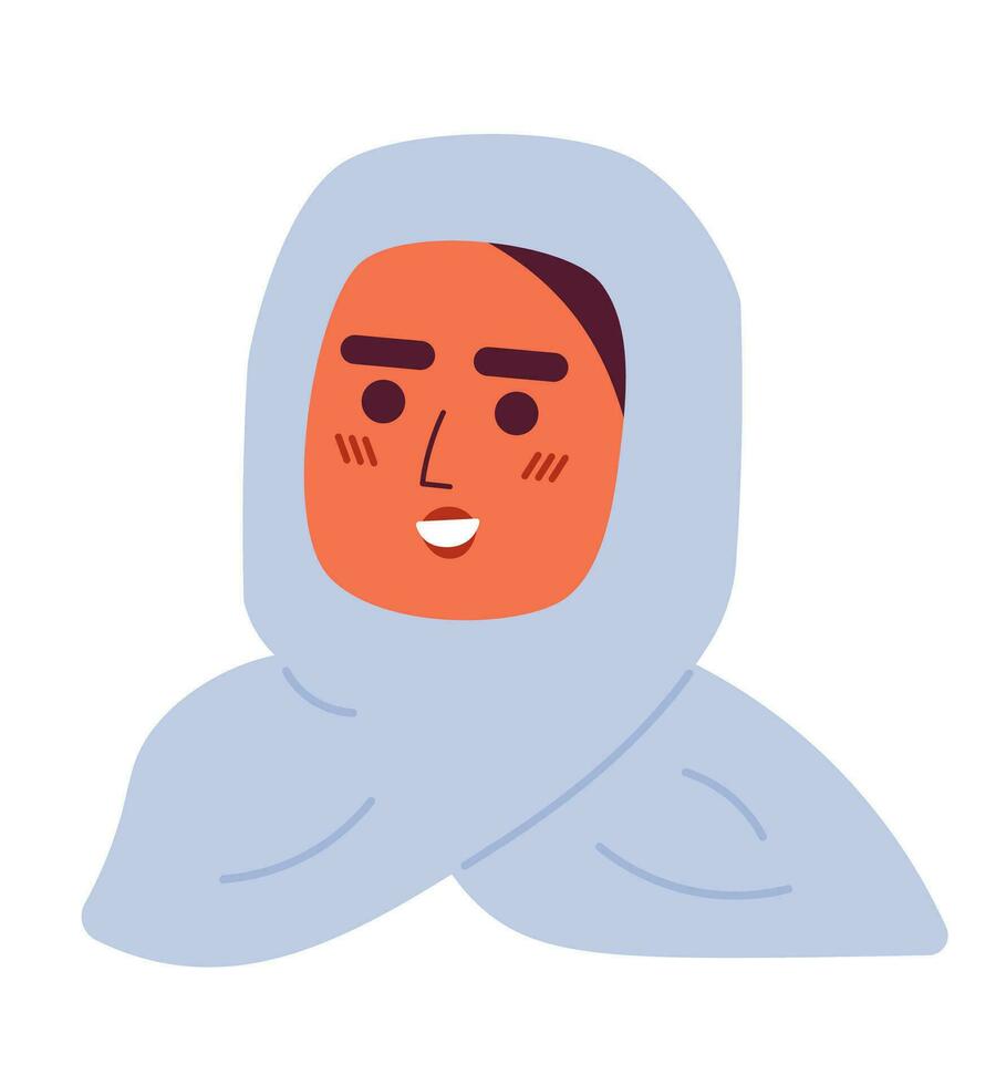 arabicum kvinna bär hijab scarf 2d vektor avatar illustration. mitten östra vuxen kvinna tecknad serie karaktär ansikte porträtt. islamic förtäckt platt Färg användare profil bild isolerat på vit bakgrund