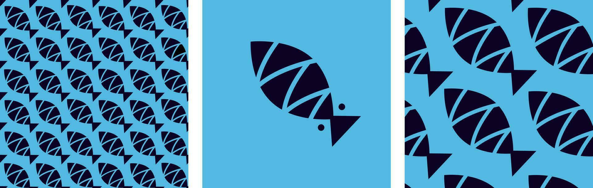 geometrisk fisk sömlös mönster uppsättning. vektor
