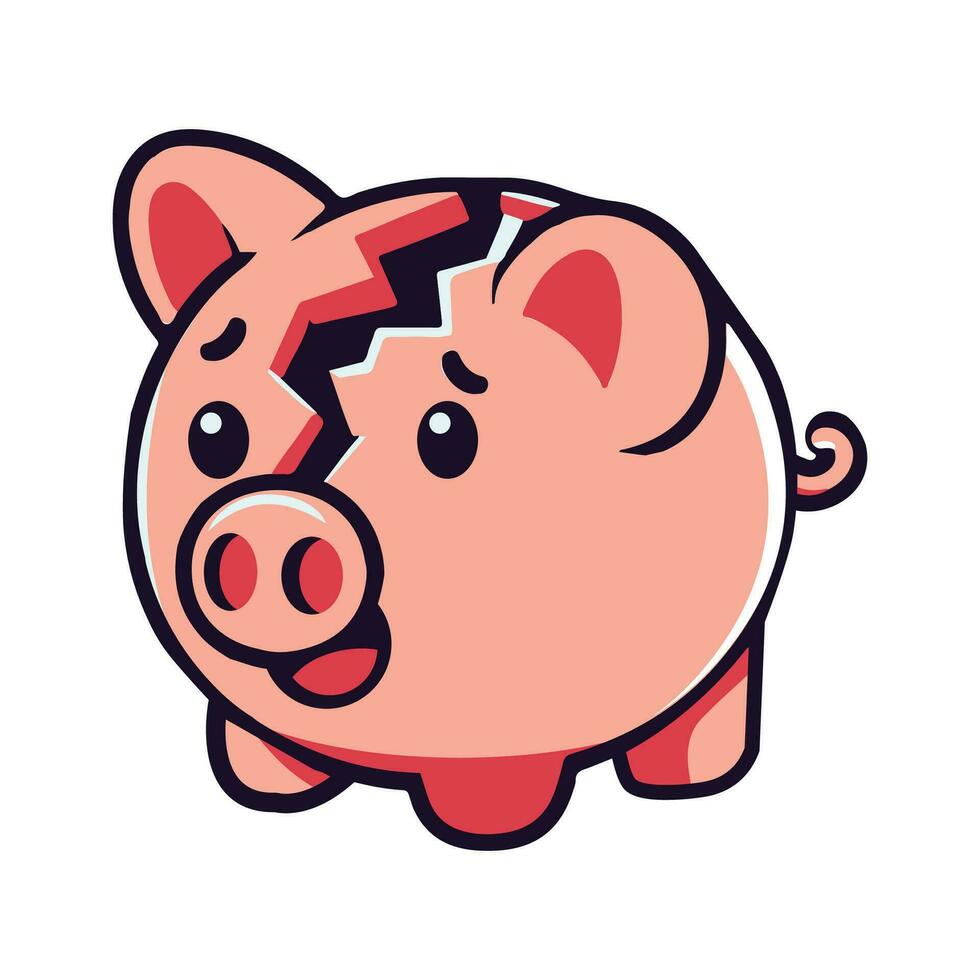 gebrochen Schweinchen Bank Ersparnisse Konzept vektor