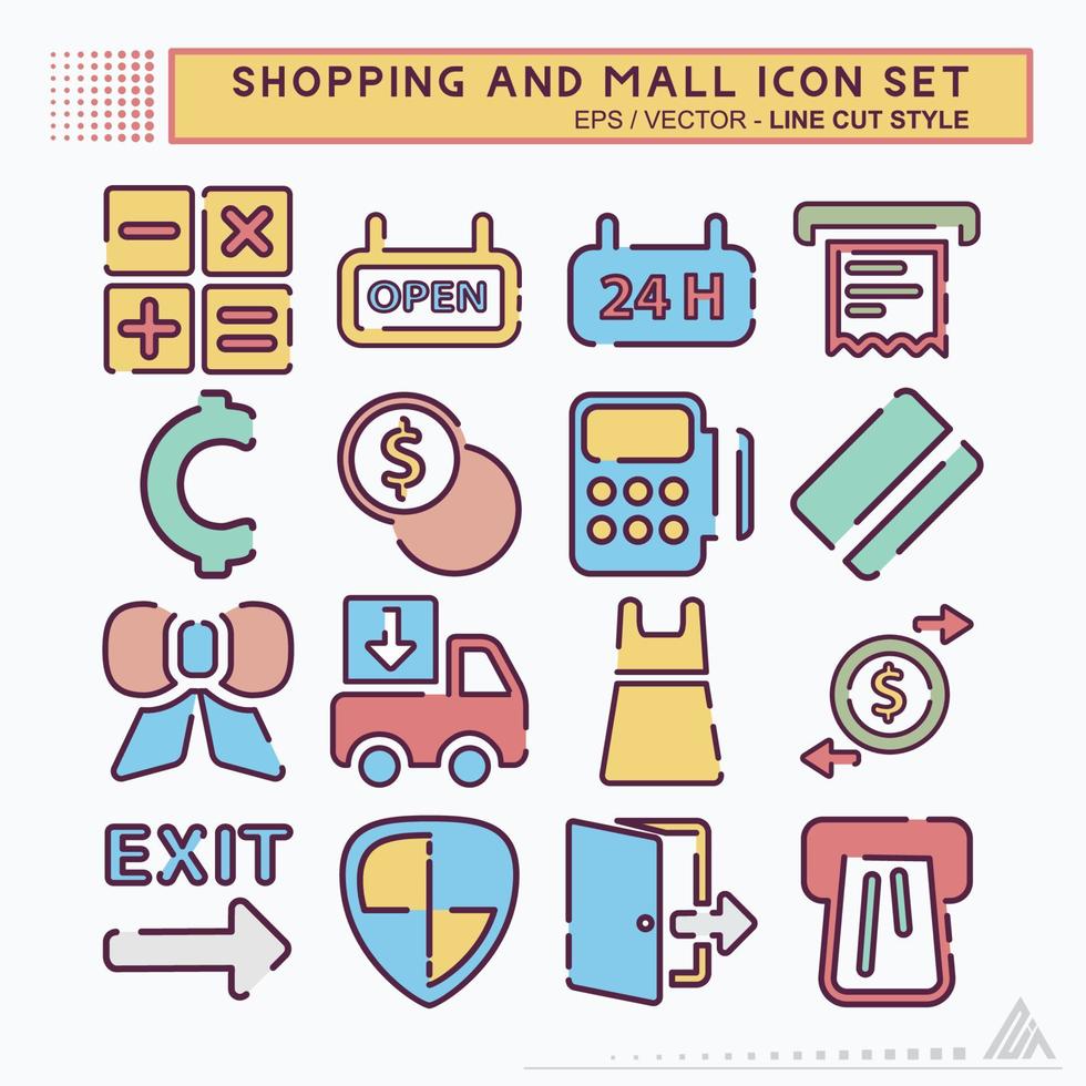 Set Icon Shopping und Mall - Linienschnittstil vektor