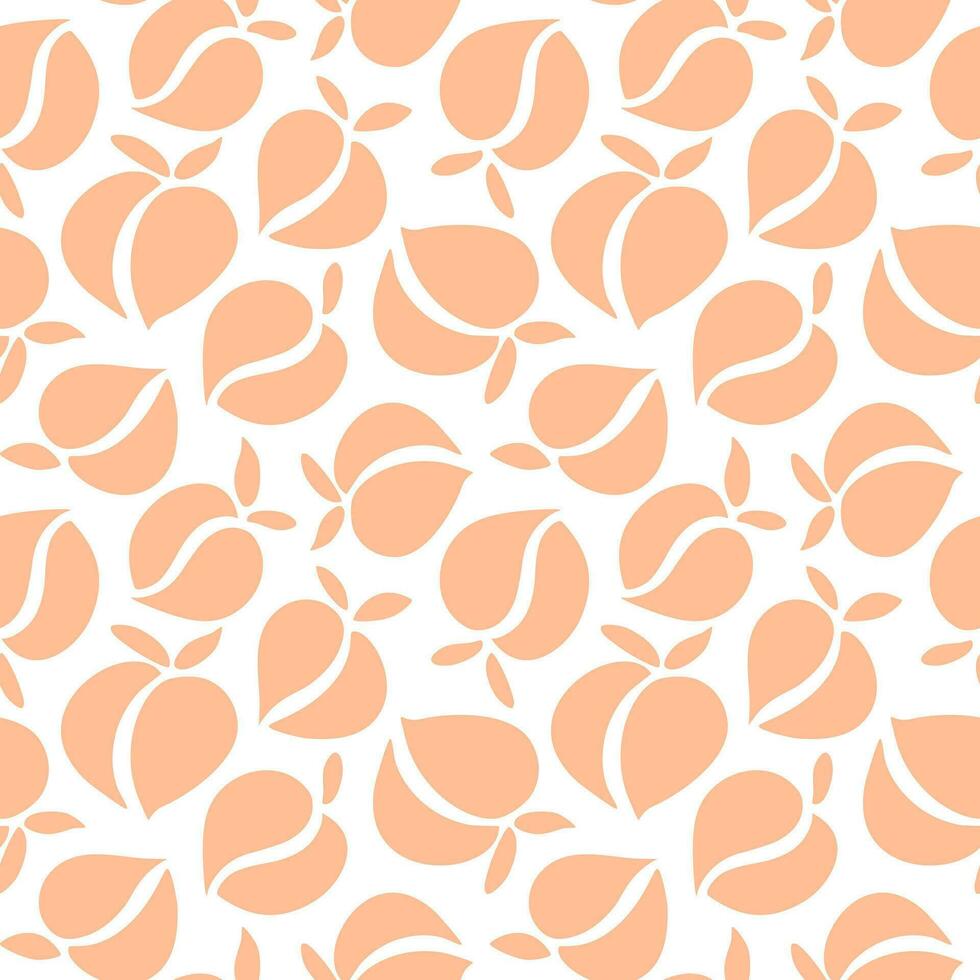 persikor sömlös mönster i trendig persika ludd Färg. sommar frukt bakgrund för papper, tyg, interiör. vektor illustration