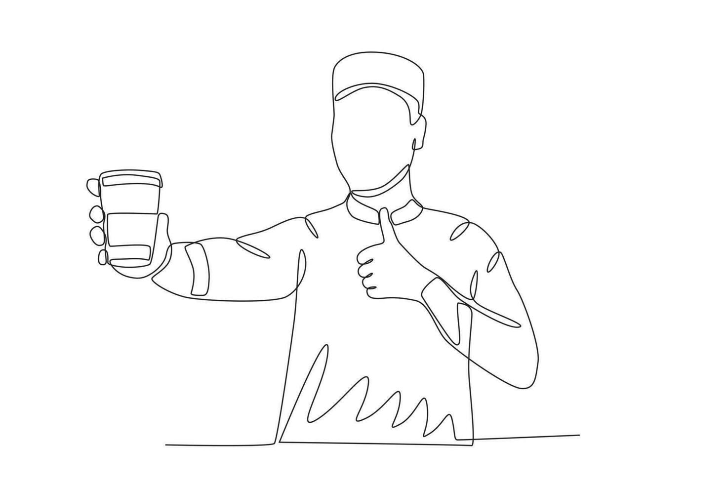 ein Mann halten ein Glas während posieren okay vektor