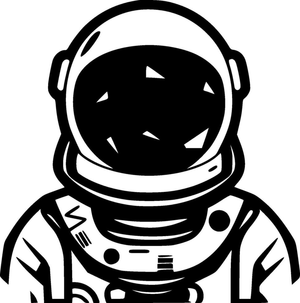 astronaut, svart och vit vektor illustration