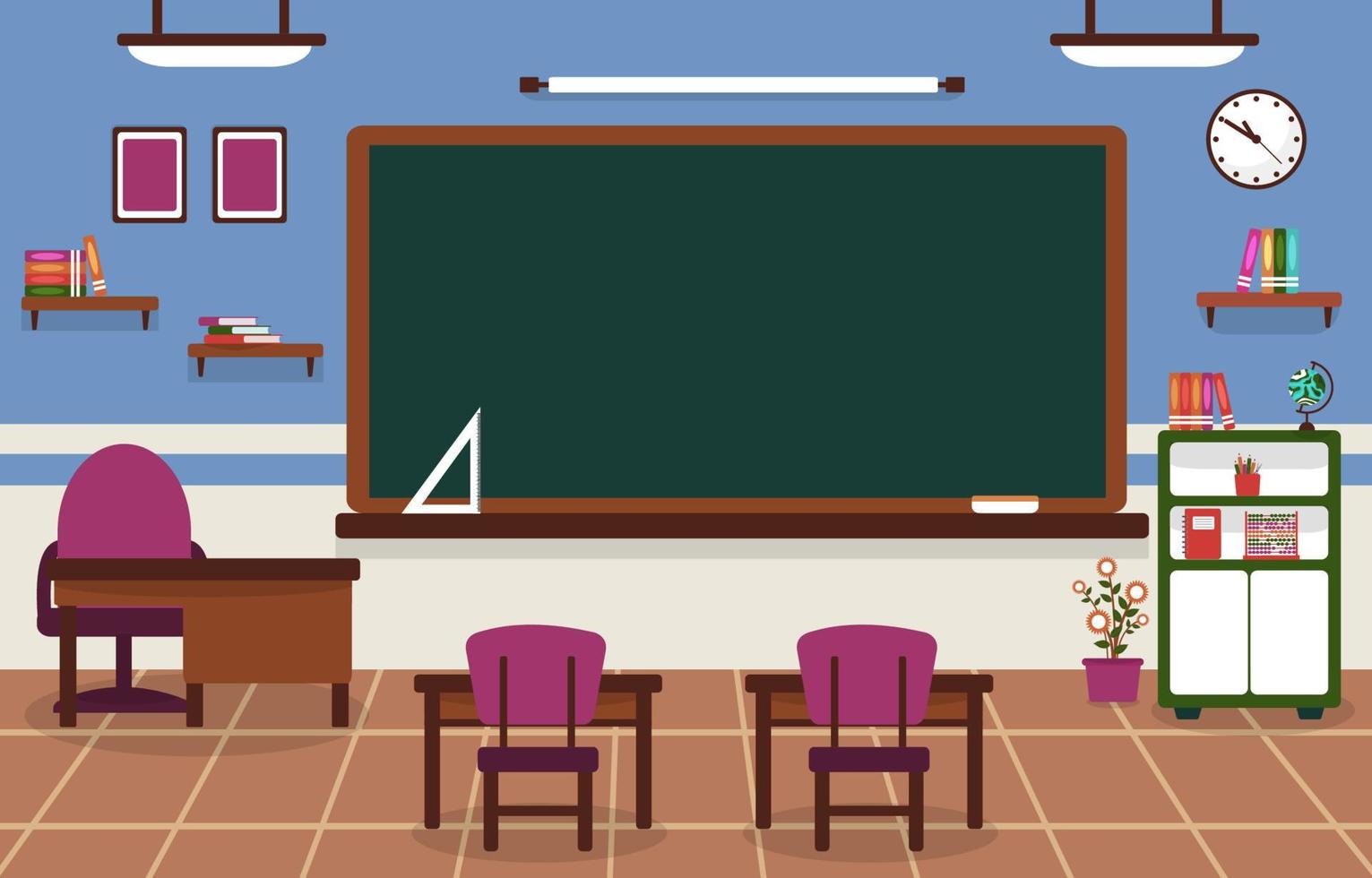 klass skola ingen klassrummet svart tavla bordsstol utbildning illustration vektor