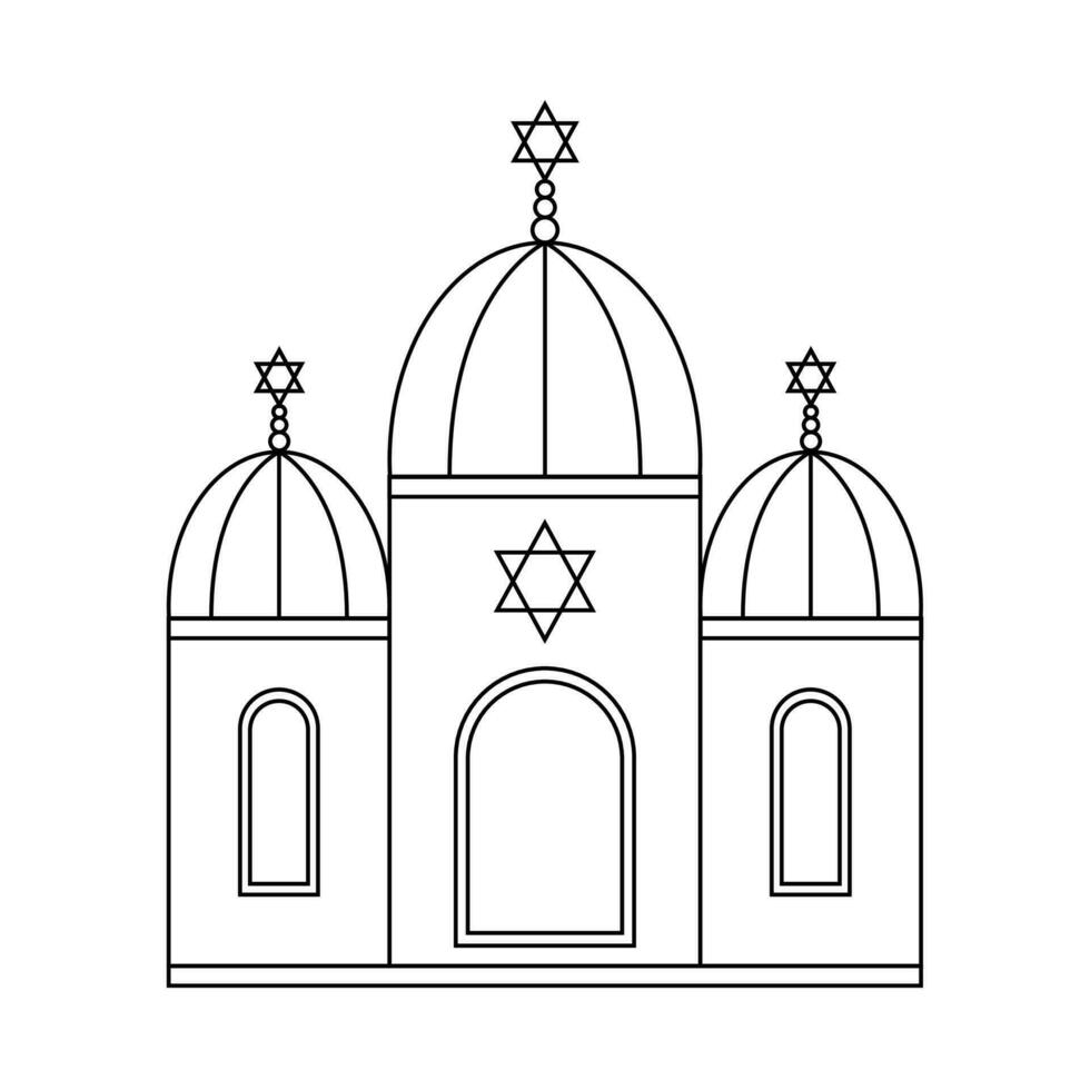 jewish synagoga religion byggnad vektor linje ikon
