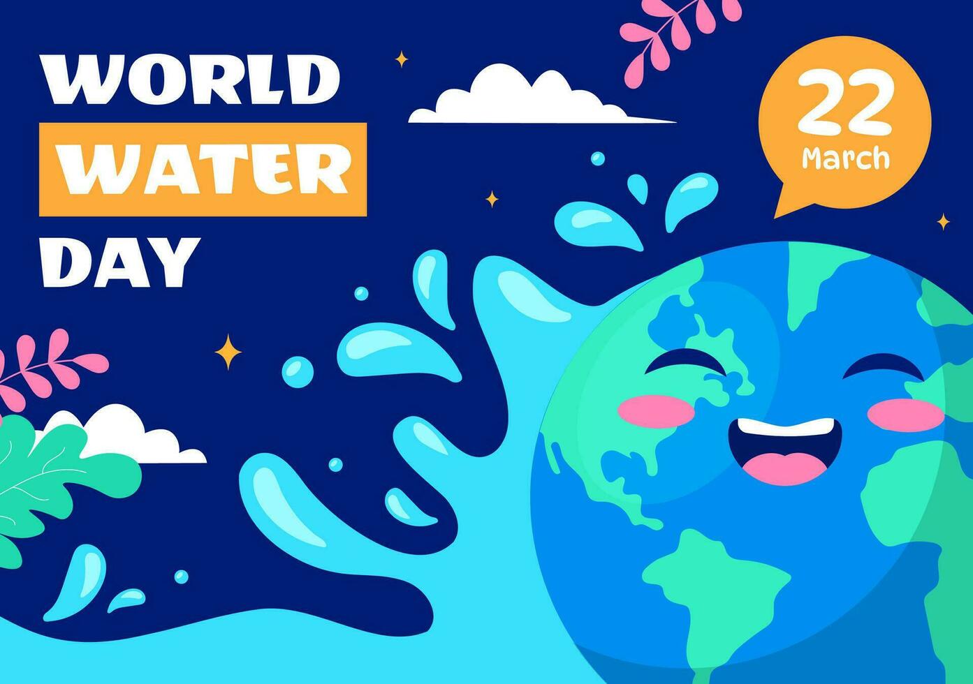 Welt Wasser Tag Vektor Illustration auf 22 März mit Wassertropfen und Wasserhähne zu speichern Erde und Verwaltung von frisches Wasser im Hintergrund Design