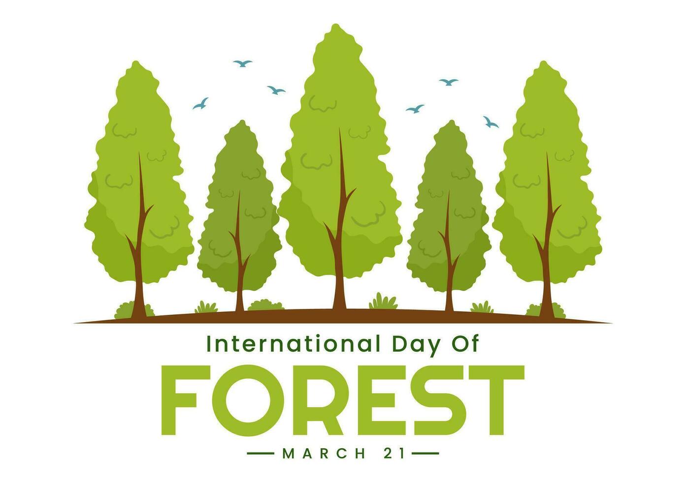internationell skog dag vektor illustration på 21 Mars med växter, träd, grön fält och olika vilda djur och växter till ekonomisk skogsbruk i bakgrund