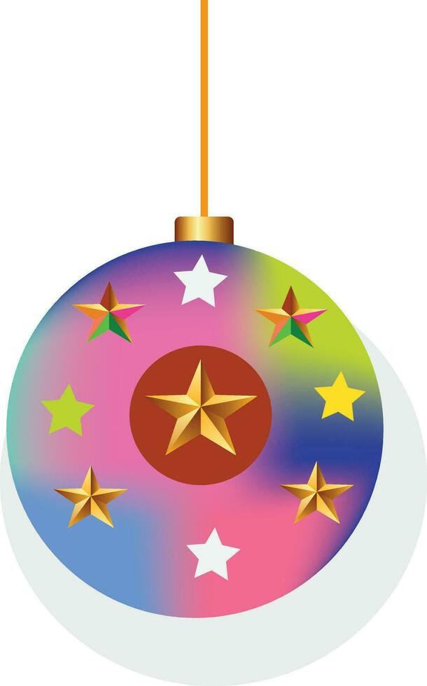 boll prydnad för jul träd ikon, blå jul träd boll med guld stjärna , jul glansig dekoration vektor