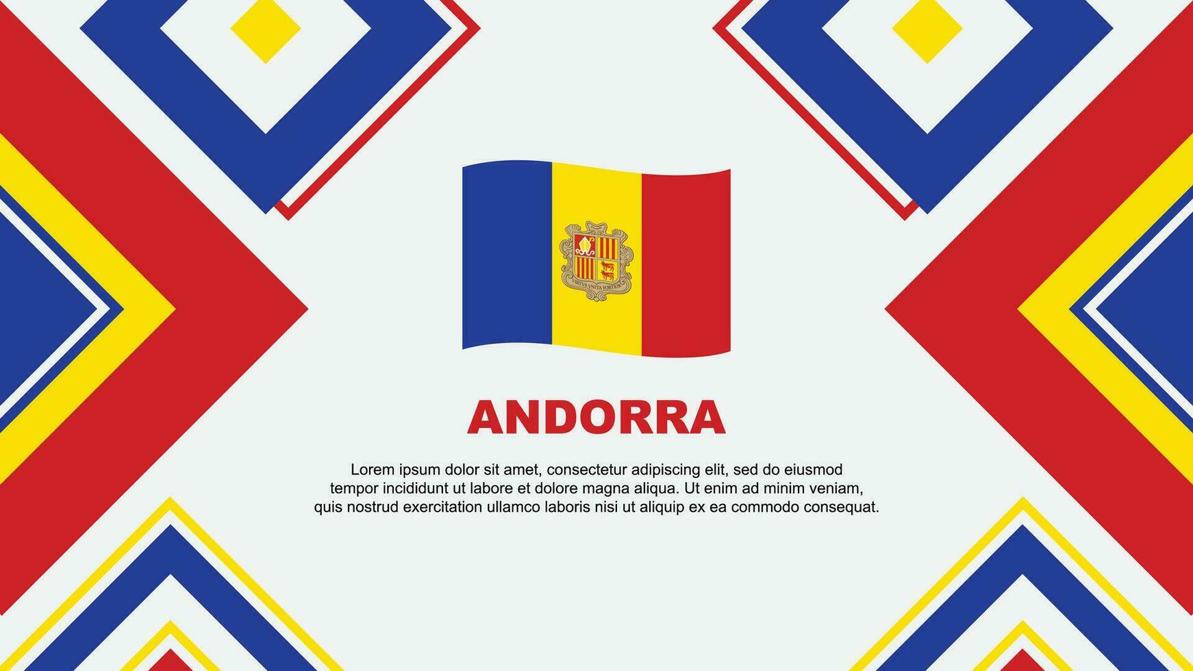 Andorra Flagge abstrakt Hintergrund Design Vorlage. Andorra Unabhängigkeit Tag Banner Hintergrund Vektor Illustration. Andorra Unabhängigkeit Tag