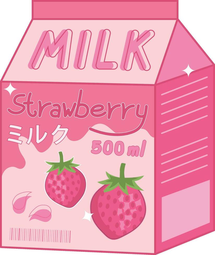 jordgubb mjölk kartong låda smaksatt dryck vektor