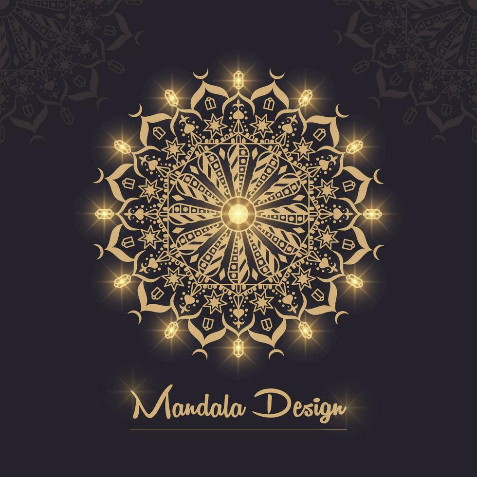 belysning mandala design med ramadan vibrafon, vektor design mall.