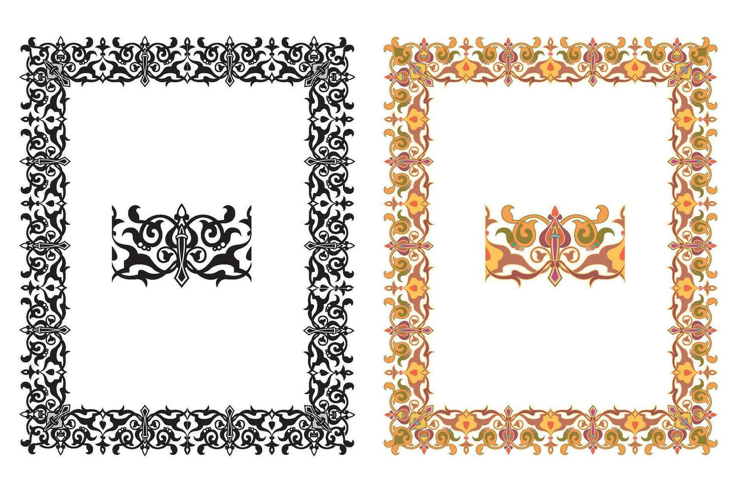 årgång traditionell realistisk svart och Färg ramar uppsättning på vit bakgrund isolerat vektor illustration