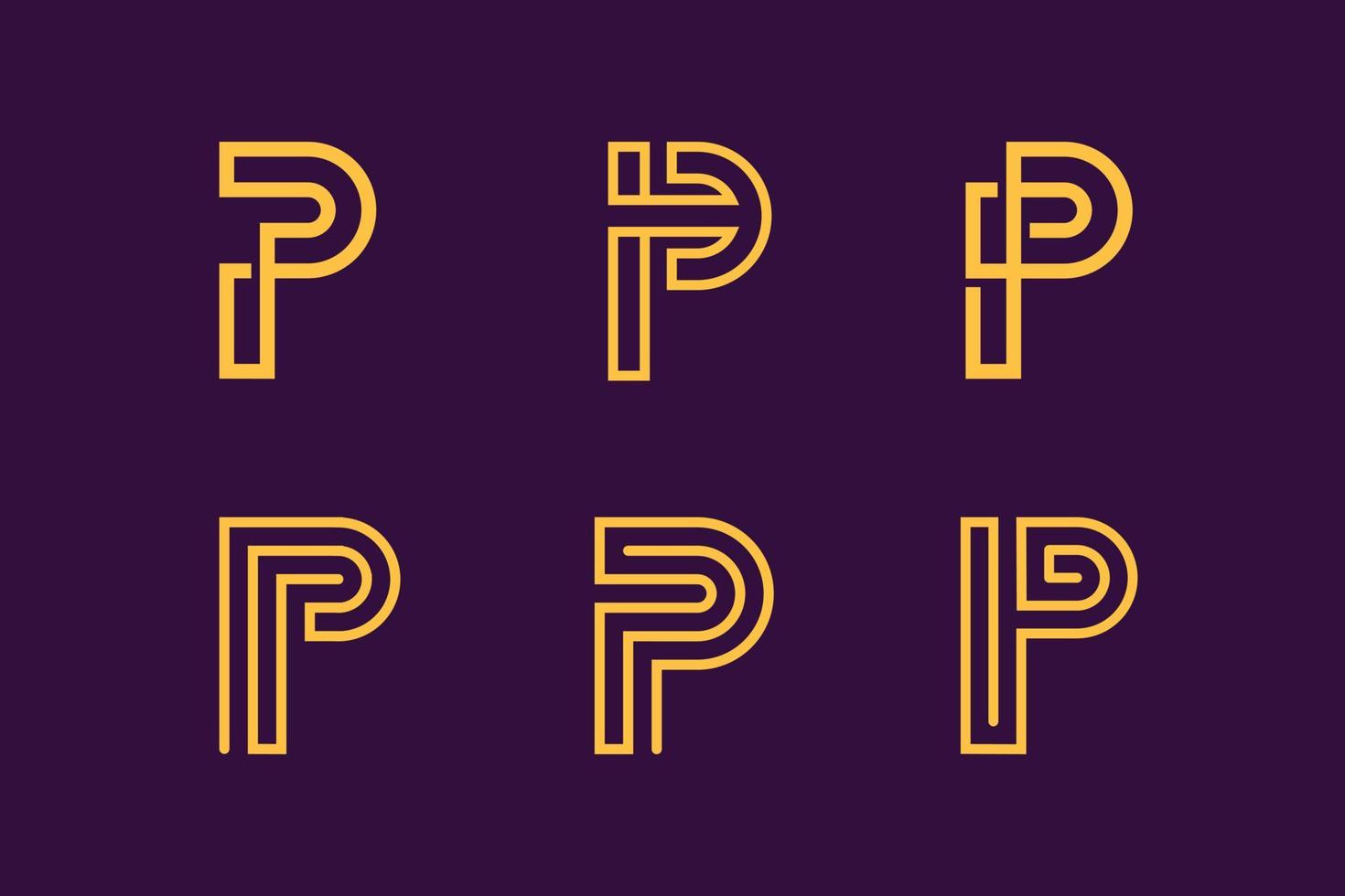 Buchstabe p Logo-Bundle für Ihr Unternehmen vektor