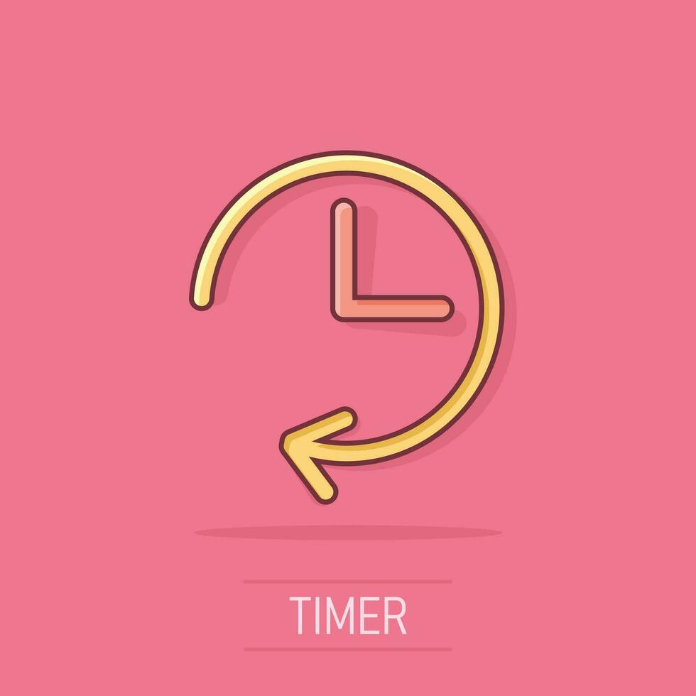 vektor tecknad serie klocka timer ikon i komisk stil. Kolla på tecken illustration piktogram. klocka företag stänk effekt begrepp.