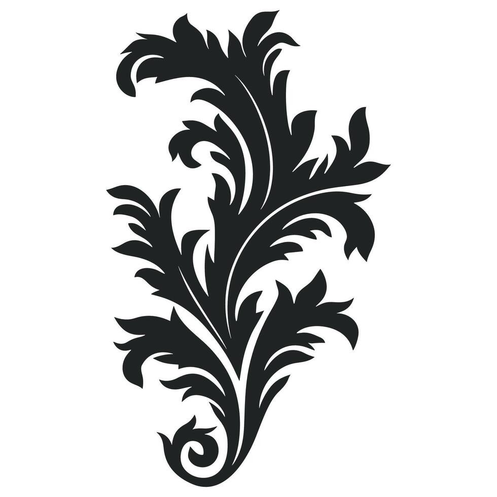 Akanthus Vektor schwarz Silhouette, dekorativ Ornament Element Silhouette.
