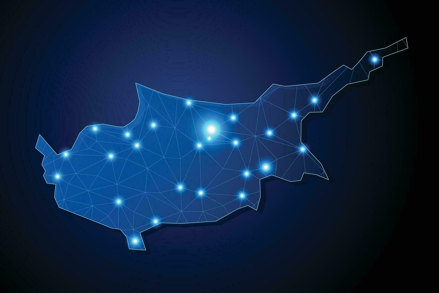 cypern - Land form med rader ansluter större städer vektor