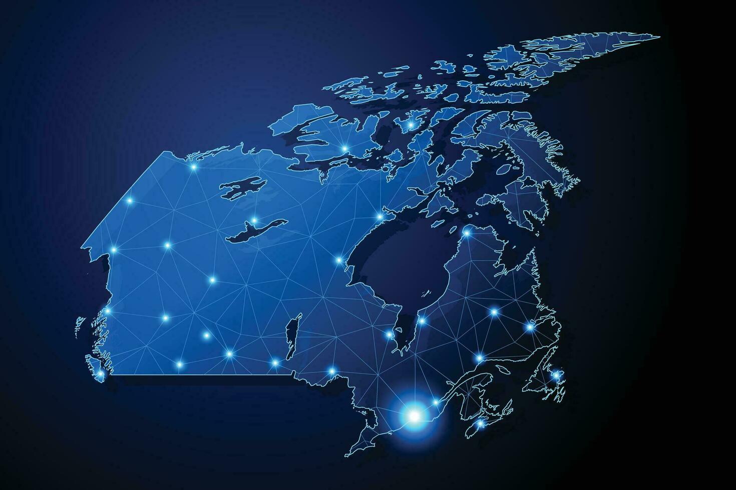 Kanada - - Land gestalten mit Linien verbinden Haupt Städte vektor