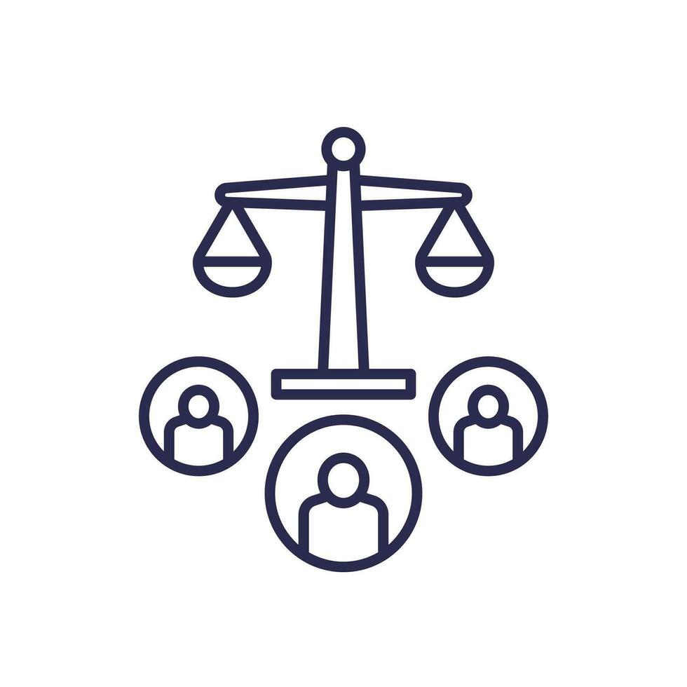 jury linje ikon, lag och Rättslig systemet vektor